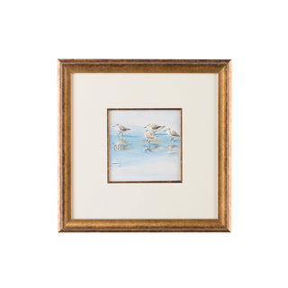 Sand Piper Collection – Hand-Painted Watercolor Art with Antique Gold Frame, White Mat, and Glass