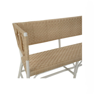 Wrightsburg Bench - Natural Abaca Rope with Basketweave Design in White or Brown Finish