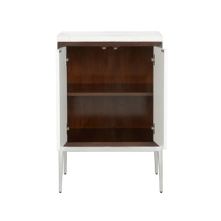 Banana Leaf Cabinet - Oak Veneer with White Agate Palm Leaf Detail & Antique Silver Finish