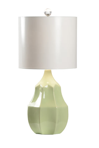 Citron Cocktail Green Ceramic Table Lamp with White Drum Shade – 32” Tall Whimsical Textured Lamp for Bedroom or Nightstand