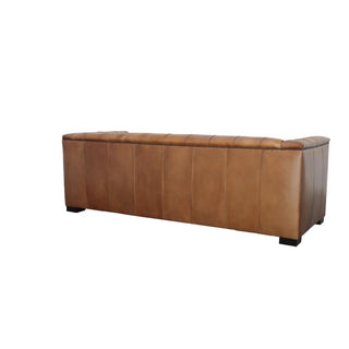 Maitland Smith Dobbs Sofa - Rustic Camel Leather Upholstery