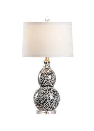 Snow Leopard Lamp – Blue Animal Print Ceramic Table Lamp with Acrylic Base