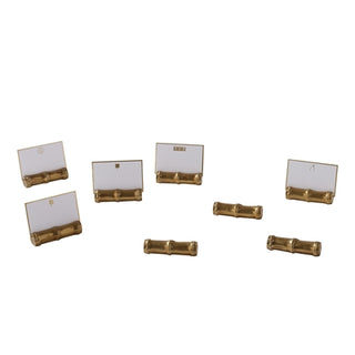 Maitland Smith Set of Eight Place Card Holders – Bamboo Motif, Cast Brass, 4" x 1" x 1"