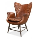 Quilted Vintage Cigar Brown Wing Chair