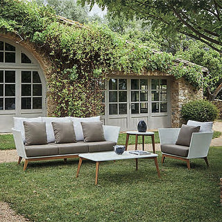 ARC WICKER AND TEAK SOFA AND CHAIR COLLECTION