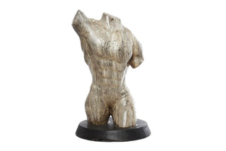 WOOD TORSO SCULPTURE 14"W, 24"H