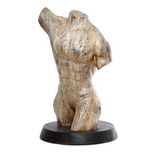 WOOD TORSO SCULPTURE 14"W, 24"H