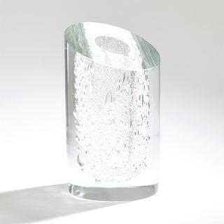 SLANT VASE-CLEAR W/BUBBLES