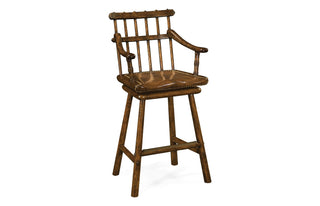 Rustic Dark Oak Arm Bar Stool 493448-AC-TDO