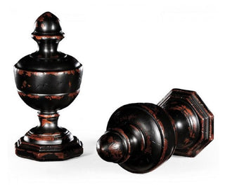 Jonathan Charles Pair of Honey Black Lidded Vases