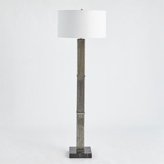 SQUARE COLUMN MERCURY GLASS FLOOR LAMP-NICKEL