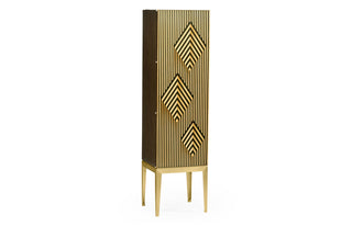 Op Art Diamond Bright Satinwood Left Storage Cabinet 500172-LFT-SWB