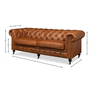 Tufted English Club Sofa, Vienna Brown