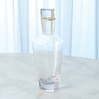 HAMMERED DECANTER-CLEAR W/GOLD RIM