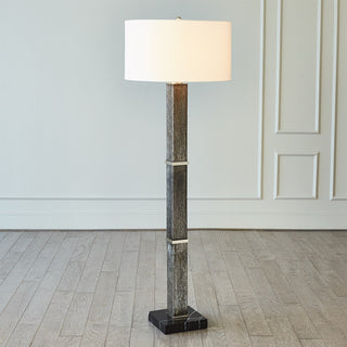 SQUARE COLUMN MERCURY GLASS FLOOR LAMP-NICKEL