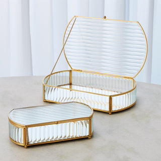 REEDED GLASS OVAL BOX