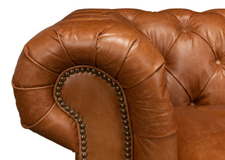 Tufted English Club Sofa, Vienna Brown