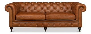 Tufted English Club Sofa, Vienna Brown