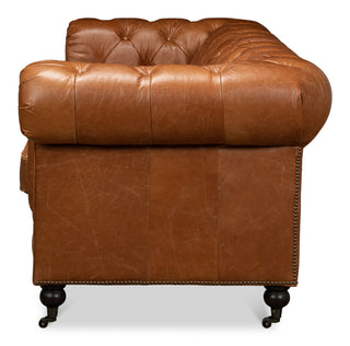 Tufted English Club Sofa, Vienna Brown