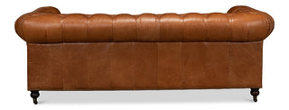 Tufted English Club Sofa, Vienna Brown