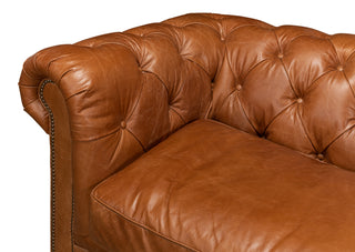 Tufted English Club Sofa, Vienna Brown