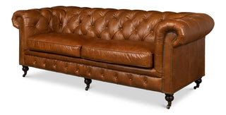 Tufted English Club Sofa, Cuba Brown [53130]