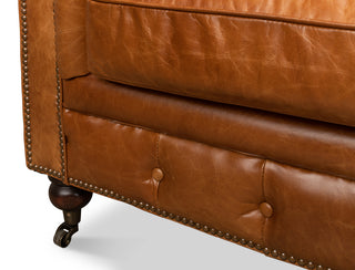 Tufted English Club Sofa, Cuba Brown [53130]