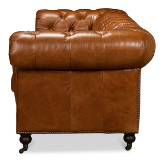 Tufted English Club Sofa, Cuba Brown [53130]