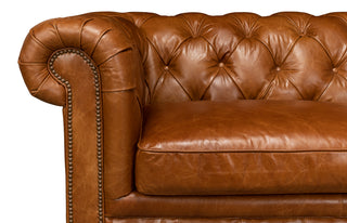 Tufted English Club Sofa, Cuba Brown [53130]