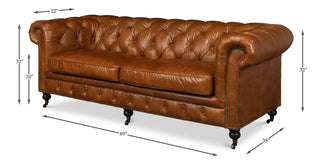 Tufted English Club Sofa, Cuba Brown [53130]