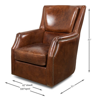 Baker Leather Swivel Chair,Vintage Cigar [53468]