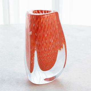 TRIANGULAR BUBBLED VASE-ORANGE