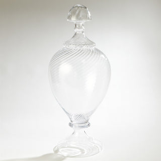 SPIRALED GLASS LIDDED JAR