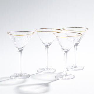 S/4 HAMMERED MARTINI GLASSES