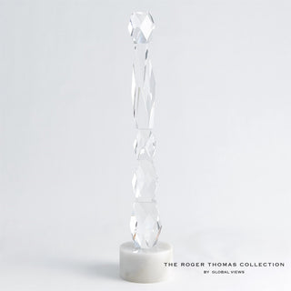 FACETTE COLUMN SCULPTURE-WHITE BASE