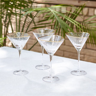 S/4 HAMMERED MARTINI GLASSES