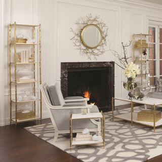 ARBOR ETAGERE-BRASS & WHITE MARBLE