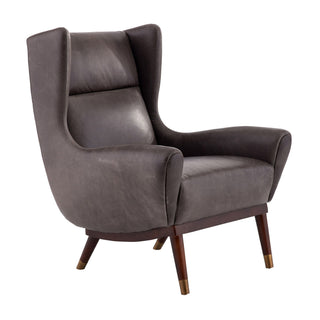 OPHELIA LOUNGE CHAIR GRAPHITE LEATHER DARK WALNUT  8107