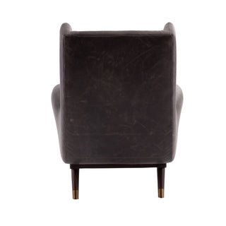 OPHELIA LOUNGE CHAIR GRAPHITE LEATHER DARK WALNUT  8107