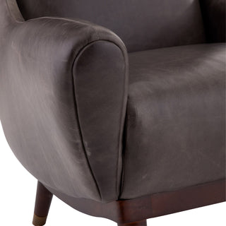 OPHELIA LOUNGE CHAIR GRAPHITE LEATHER DARK WALNUT  8107