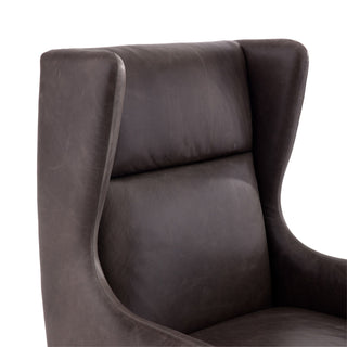 OPHELIA LOUNGE CHAIR GRAPHITE LEATHER DARK WALNUT  8107