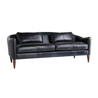 Vincent Sofa in Ink Leather – Vintage Parisian-Inspired