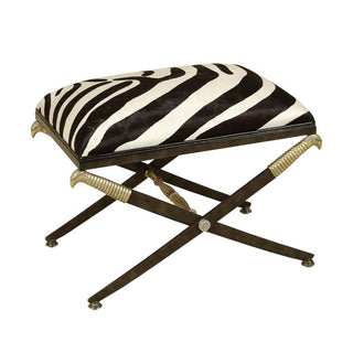 MAITLAND SMITH IRON BENCH, ZEBRA HAIR HIDE