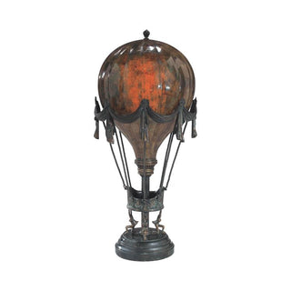 Maitland Smith Balloon Lamp - Penshell Crackle with Verdigris Bronze Patina and Green Marble Base