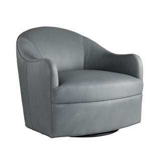 Delfino Chair Anchor Grey Leather Luxe Lounge with Swivel Base