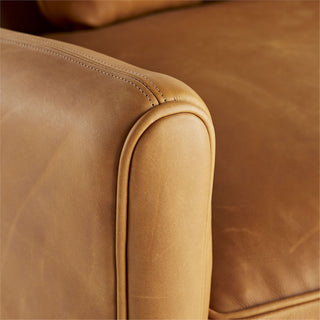 Vincent Sofa Butterscotch Leather Sofa with Dark Walnut Legs