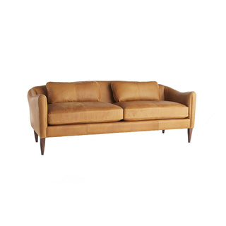 Vincent Sofa Butterscotch Leather Sofa with Dark Walnut Legs