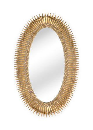 Lucius Mirror – Oval Wall Mirror with Antique Gold Leaf Finish