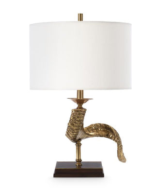 Maitland-Smith Kudu Table Lamp - Sculpted Brass with Black Marble Base