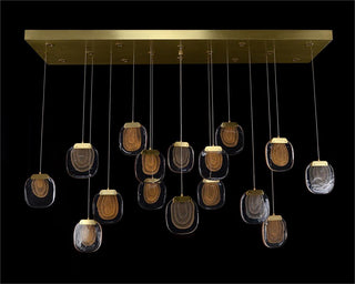 Bansho: Layered Glass Thirty-Light Horizontal Pendant Chandelier